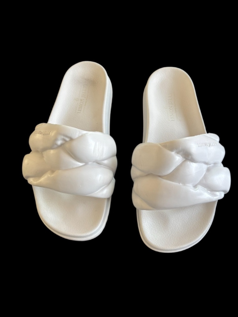Lemon Jelly Cocoon Braided Slides Pearl White Size 39 (US 8/8.5)